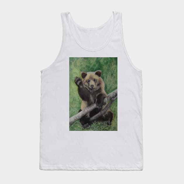 Waving Brown Bear.....:o) Tank Top by angipangi7